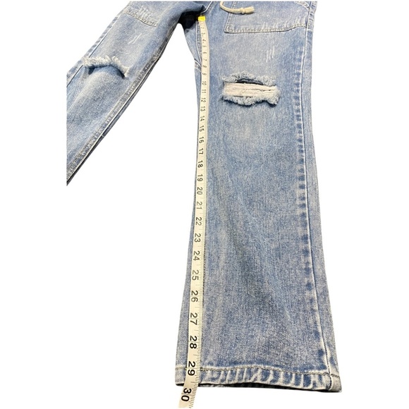 Paperbag Mid Rise Jeans Medium Wash Drawstring Pockets Size M Unbranded Denim - Picture 7 of 7